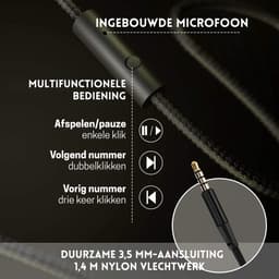 StayPowered Koptelefoon - Ingebouwde Microfoon - Lichtgewicht - Hoogwaardig Materiaal - Ademende Kussens - Wit/Zwart - 1,5m lange Snoer - Opvouwbaar en Draagbaar - 3,5mm Aansluiting - Levering Sneller dan Aangegeven! — thumbnail 2