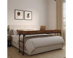 DreamDesk Bedtafel Op Wielen Verstelbare Tafel Voor Over Bed Bed Tafel 180 cm - Bedtafels - Verrijdbaar - Laptoptafel met wielen - Bedtafeltje - Verstelbaar - Laptop - Overbed tafel - Sta Bureau Espresso Brown