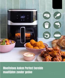 Aurixi® Mini Airfryer - Kleine Friteuse - Frituese - Antiaanbaklaag Air Fryer - 5L- Zwart - 32cm x 25 cm x 31cm — thumbnail 8