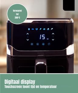 Aurixi® Mini Airfryer - Kleine Friteuse - Frituese - Antiaanbaklaag Air Fryer - 5L- Zwart - 32cm x 25 cm x 31cm — thumbnail 6