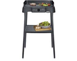 Severin PG 8596 Tafelgrill met Voet – 2000 W – Aluminium Grillplaat – Glad & Geribbeld – Zwart