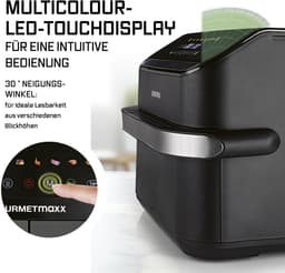 GOURMETmaxx heteluchtfriteuse, 10 l – 2 x 5 l Airfryer Vario-kamer | Friteuse met 8 programma’s en touchscreen | Heteluchtfriteuse met 2 kamers – 2 gerechten tegelijk bereiden | voor max. 8 personen — thumbnail 5