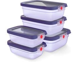 Voedselbewaar Sets - Opslag Containers - Koelkast Organisatie - Eenvoudig Klik Systeem - 5 Delig Set - Paars