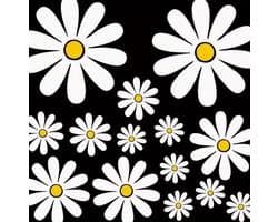 Zonnebloem Sticker Auto – Bloemen Sticker Set (14 Stuks) – Waterdicht – Decoratie voor Auto, Motor, Laptop & Raam – Wit/Geel