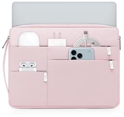 Laptophoes 14-15 inch - Slanke beschermhoes met meerdere vakken in lichtroze — thumbnail 1
