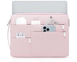 Laptophoes 14-15 inch - Slanke beschermhoes met meerdere vakken in lichtroze