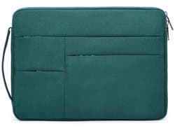 Laptophoes 14-15 inch - Slanke beschermhoes met voorzakken in donkergroen