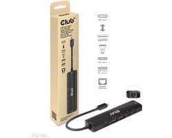 Club 3D USB-C® 5Gbps 6-in-1 Hub met HDMI™ 8K30Hz-4K120Hz, 2xUSB Type-A, RJ45 en 2xUSB-C®, Data en PD opladen 100 watt