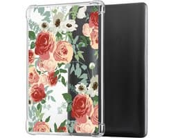 E-reader Hoes - Beschermhoes Tablethoes - Veilig Lezen - Bloemenprint Design - 20 x 15 cm - Rozenrood