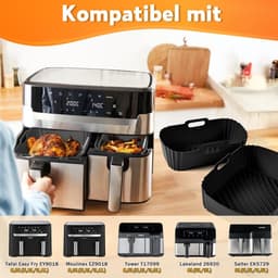 Airfryer Accessoires Set 28-delig – Geschikt voor Tefal EY9018 Dual Easy Fry, Tower T17099, Salter EK5729 – Dual Basket 3,1L & 5,2L – Inclusief Siliconen Bakvormen & Spiesen — thumbnail 5