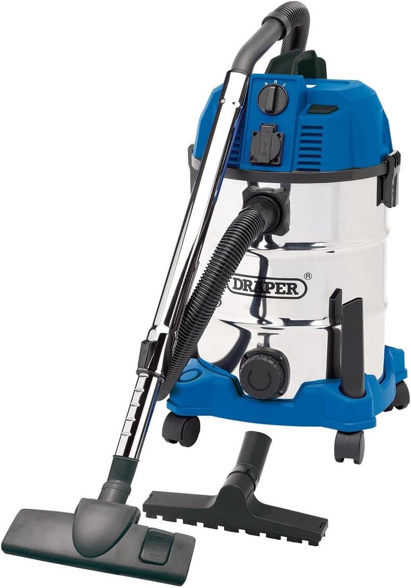 Nat-Droog Stofzuiger - Waterstofzuiger Werkplaatsstofzuiger - Werkplaats Reinigen - Geïntegreerd Stopcontact - 30 Liter - Blauw — afbeelding 1