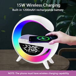 Bluetooth-luidspreker - 1 stuk - Luidspreker - Draadloze oplaadbare bureaulamp - Draadloos opladen - Multifunctioneel - LED - Nachtlampje voor naast het bed - Slaapkamerdecoratie - Wit — thumbnail 2