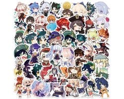50pcs / stuks Cute Schattige 2-3 inch Genshin Impact Stickers Anime Game Decals Sticker for Laptop Luggage bagage Skateboard Gitaar Motor Kids Toys Speelgoed Vrouwen Mannen Kinderen Auto