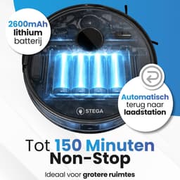 STEGA® RoboCleaner Max Robotstofzuiger met Leegstation en Dweilfunctie - LDS Lasernavigatie - Tot 150 min - APP — thumbnail 5