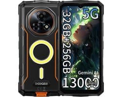 DOOGEE Fire 7 Pro Robuuste smartphone 5G - 32GB RAM - 256GB ROM - 13000mAh 33W - 6,56 inch - IP68/IP69K Outdoor Telefoons - Android 15 - Nachtzicht, Face ID, NFC, GPS, OTG - Oranje