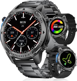 Synyq GPS Pro - GPS Smartwatch Heren - 51mm - AMOLED Scherm - 4 Bandjes - 5ATM Waterdicht - Belfunctie - 170+ Sportmodi - Stappenteller - Hartslag, Slaapmeter - Smartwatch Heren - Horloge Heren - Sport Horloge - IOS & Android — thumbnail 1