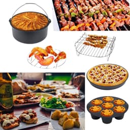 Airfryer Accessoires Set 8 Inch – 11-delig – Bakvorm, Pizza Pan, Cakevorm, Rek & Siliconen Vorm – Geschikt voor Airfryer — thumbnail 5