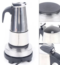 Percolator - Moka Pot - Voor Thuis, Kantoor & Horeca - Zilver - Roestvrij Staal - 300 Ml / 19,5 Cm - Met Elektrisch Fornuis - 1 Stuk - Elektrisch, 6 Kops, Instelbare Temperatuur — thumbnail 5