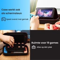 2BEFUN Case geschikt voor Nintendo Switch - Incl. Screenprotector - Hoes geschikt voor Nintendo Switch - Beschermhoes - Opbergtas - Accessoires - Zwart — thumbnail 4