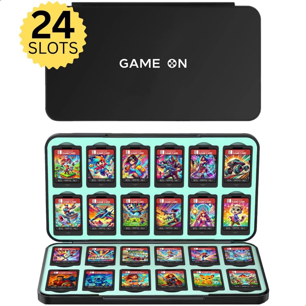 Xainy – Card case zwart geschikt voor Nintendo Switch of Switch 2 games | Switch-games opberghoes accessoires | Spellen game houder | Opberg travel box / opbergbox voor OLED / Lite consoles | Beschermhoes 24 game card slots — afbeelding 1