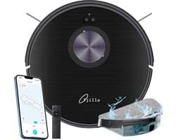 Tjilla C150 Robotstofzuiger met dweilfunctie - Nederlands product - Realtime mapping - Anti-klit borstel - Met laadstation - LDS Laser navigatie - Proefperiode 30 dagen - Huisdieren - Dweilrobot - Bediening met App - Met afstandsbediening - 11.500pa