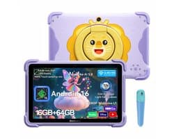 Blackview LINK 1 Kids - Tablet - 16GB RAM - 64GB ROM - 8.68 inch - 5000mAh - Android 16 - Met pen - Beschermhoes - Paars