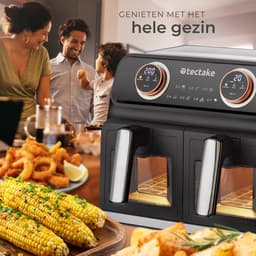 tectake® Dubbele Airfryer Samurai - Airfryer XXL - 8L inhoud - 2400W - 7 bakprogramma's - 2 Lades - Dubbele mand - Dual zone technologie - Heteluchtfriteuse — thumbnail 3