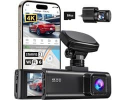 RedTiger F7N Pro Dual Dashcam voor auto - 4K & 1080p - Voor en achter Camera - WiFi en Gps - 3,18 inch LCD met App - Sony Sensor - Nachtzicht - Parkeerbewaking - G Sensor - Loop opname