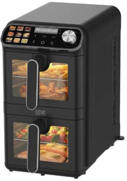 Home Vibes® Airfryer XXL – Gestapelde Lades - Heteluchtfriteuse - 2460W – 11L Air Fryer – 9 Kookprogramma’s – PFAS Vrij - Voor 5 tot 10 Personen - Dubbele Airfryer – Met Extra Accessoires - Mat Zwart — thumbnail 1