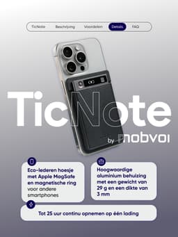 Mobvoi TicNote AI Spraakrecorder - AI Voice Recorder - Shadow AI Assistent - Live Transcriptie & Vertaling - 64GB - 120+ Talen - Grijs — thumbnail 4