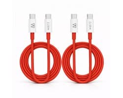 2 Stuks USB-C naar USB-C Kabel - Waeyz Original Snellader Oplaadkabel - 1 Meter - Rood - Snoer Voor o.a. Telefoon - Tablet - Laptop