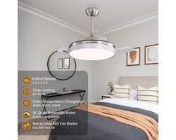 Stijlvolle Plafondventilator met 3 Kleuren LED Verlichting en Afstandsbediening – Stil & Energiezuinig
