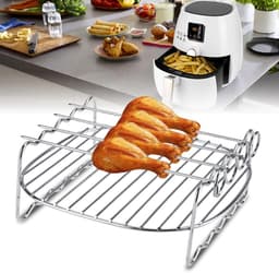 Airfryer Dubbellaags Rek met Spiesjes, Bakplaat Grillrek Roestvrijstalen Airfryer Grillpan Compatibel voor Airfryer — thumbnail 3