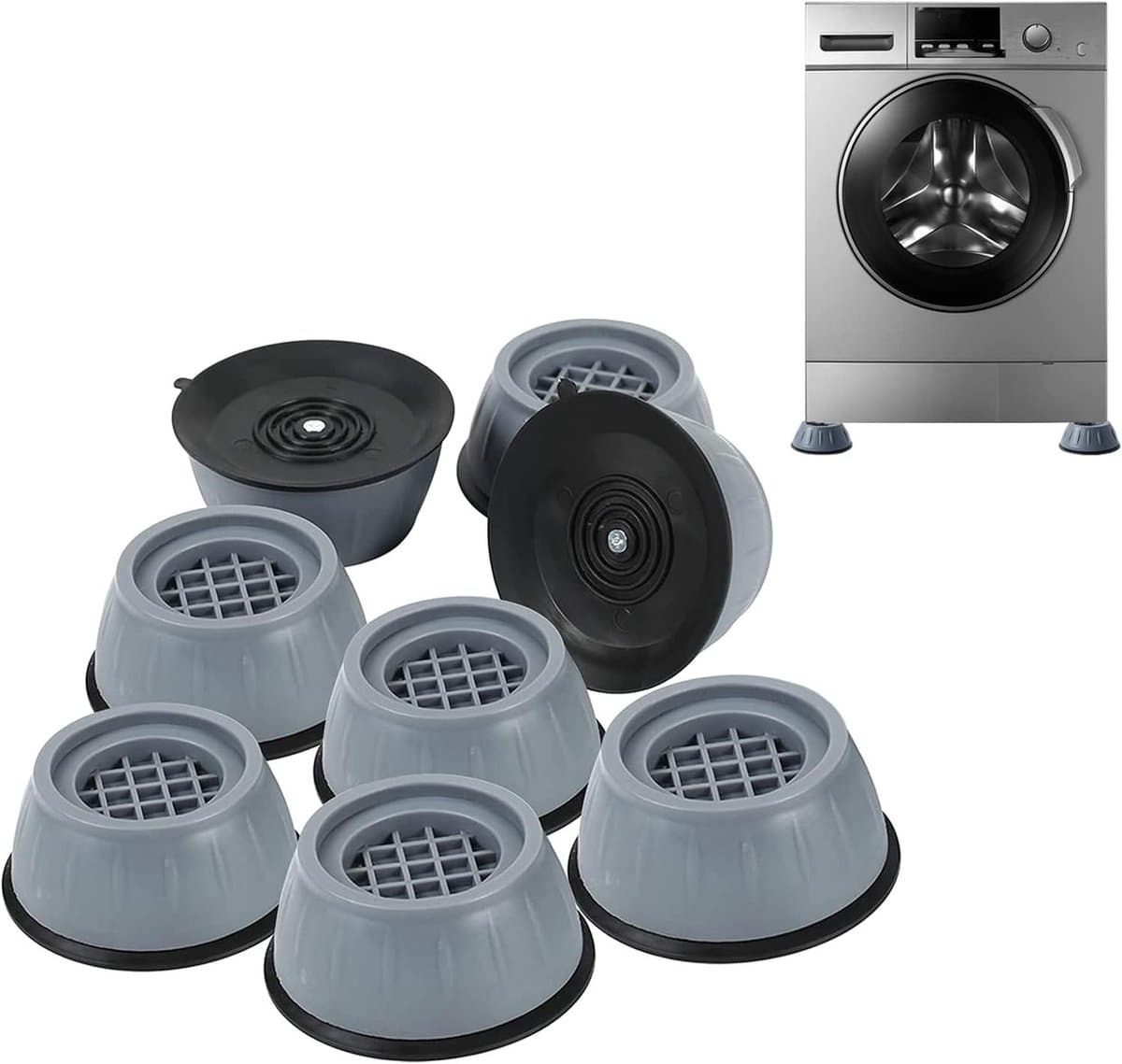 Anti-vibratiematten voor wasmachines-set van 8-rubberen antislipmatten voor wasmachines en drogers-schokdempende en geluidsdempende voetjes-anti-verplaatsingsstabilisatoren voor koelkasten en wasmachines — afbeelding 1