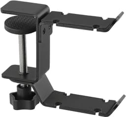 2 stuks Hoofdtelefoonhanger, dubbele haken met 360° draaibaar, vergulde metalen hoofdtelefoonstandaard, boren niet nodig, hoofdtelefoonhouder voor op het bureau, zwart — thumbnail 4