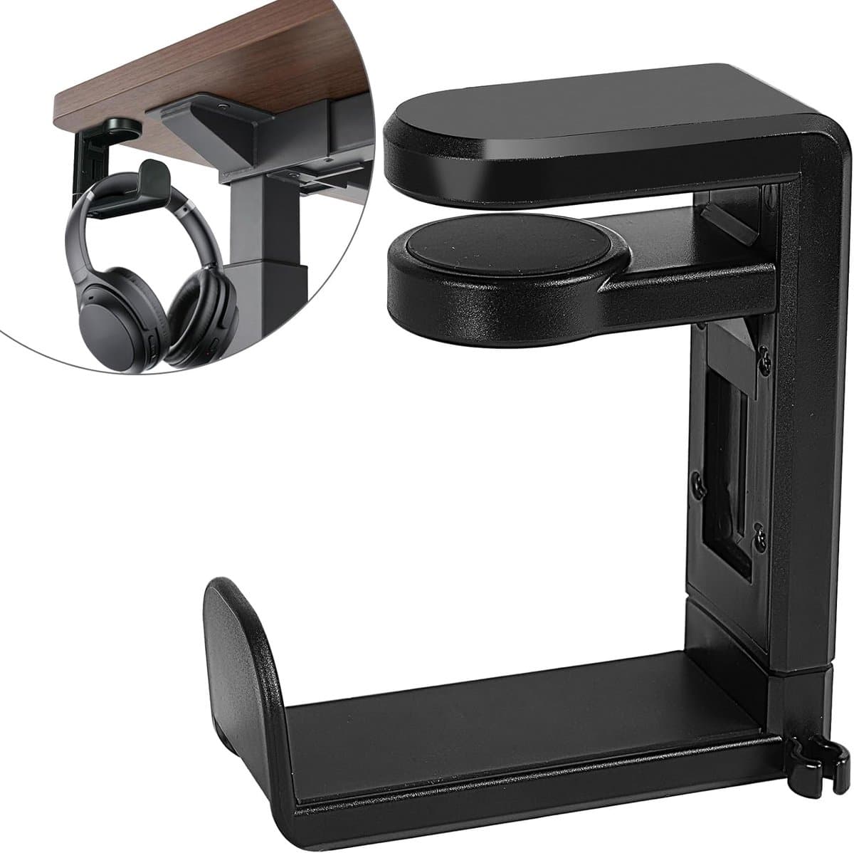 2 stuks Hoofdtelefoon Mount Hanger Houder, Sterke Zelfklevende Headset Haak Stand voor Gaming Hoofdtelefoon & Controller, Stick-On Mount met Adhesive Pad, Universele Headset Hanger Onder Bureau of Muur — afbeelding 1