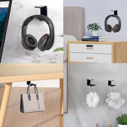 3 stuks headset-houder, tafel, hoofdtelefoonhouder, universele koptelefoonhouder, wandhouder, hoofdtelefoonhouder met sterk plakband voor apparaten, bureau (zwart) — thumbnail 3