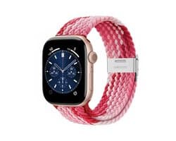 Gemengde kleur nylon horlogebandje geschikt voor Apple Watch dames en heren 42mm (serie 1 / 2 / 3) / 44 mm / 45 mm / 46 mm (serie 10 / 11) / 49 mm (Ultra / Ultra 2), elastisch gevlochten smartwatch bandje zonder gesp, stretch vervangend bandje