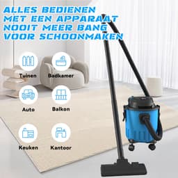 15L Shop-stofzuiger Nat en Droog, 3 piek pk Poly Nat-Droog Stofzuiger met accessoires, krachtige motor, draagbare handgreep/rolletjes met aftapblaas, voor auto, garage, werkplaats, dierenharen — thumbnail 3