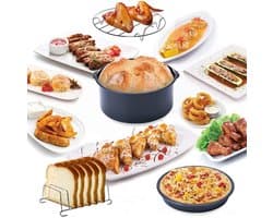 Airfryer Accessoires Complete Set - Inclusief Airfryer Siliconen Bakje - Ø 20cm Airfryer Accessoires Set - 12 delig - Compatibel met 3.2QT - 6.8QT Airfryers