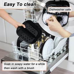 Luchtfriteuse Liner Siliconen met Verdeler, Vierkante Siliconen Luchtfriteuse Accessoires voor Ninja Speedi 5,7L / Cosori 5,5L/ Tefal/ Instant Vortex/ Philips Luchtfriteuse, 20,3 cm — thumbnail 4