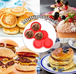 Siliconen cakevorm - 2 stuks - Taartvorm - 10 cm diameter - Eiervorm - Eierring - Bakplaat voor de airfryer - Voor Magnetron Kleine Taartjes Puddings Taart Ontbijt Patty - Geschikt voor airfryers van 6 liter en groter - rood — thumbnail 7