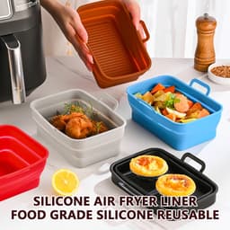 Opvouwbare vierkante Airfryer siliconen kom, 2-pack — thumbnail 4