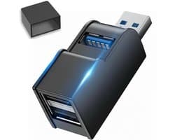 TRANSNECT USB Splitter 3 poorten - Compacte USB Hub 3.0 / 2.0 - Voor PC en Laptop - Zwart