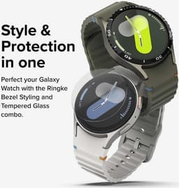 Ringke Bezel Styling + Tempered Glass Geschikt voor Samsung Galaxy Watch 7 44MM - RVS Watch Cover + Screen Protector - Zwart 44-02 — thumbnail 3