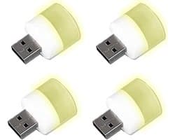 4-pack Mini USB LED Lampjes Wit Licht voor Powerbank, Laptop en Reizen