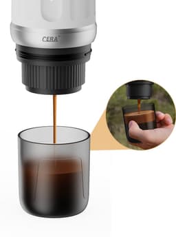 Cerapresso draagbare espressomachine - 3e gen 13500 mAh batterij - tot 8 kopjes zonder opladen - 150s tot 96°C - cups en gemalen koffie - dubbele espresso - draagbare koffiemachine - koffiemaker - reis & camping koffiezetapparaat 12 volt - CERA+ — thumbnail 3