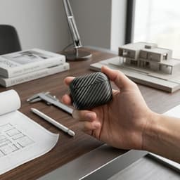 Diepgrijs carbon fiber hoesje voor oordopjes heren dames met streep patroon geschikt voor AirPods 4 hardcase beschermhoes — thumbnail 5