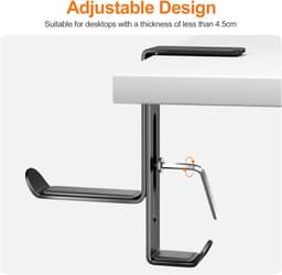 Desktop gaming headset standaard, multifunctionele hoofdtelefoonhouder met kabelorganizer, verstelbare gaming headset standaard voor alle Bluetooth gaming headsets, kinderheadsets, zwart — thumbnail 3