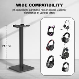 Universele hoofdtelefoonhouder geschikt voor Over-ear hoofdtelefoons van Sennheiser, Sony, Audio-Technica, Bose, Shure, AKG, gaming- en displayheadsets, aluminium + TPU + ABS, zwart — thumbnail 4